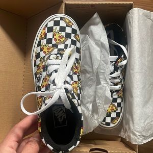 Pizza and checkers boys Vans shoes